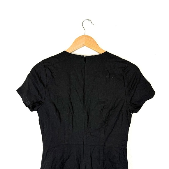 Madewell Linen-blend button-wrap midi dress in Black - Picture 10 of 12